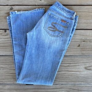 Seven7 Women's Low Rise Flare Leg Jeans - Light Blue 28